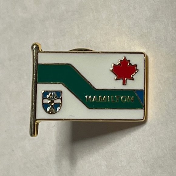 VTG Hamilton Ontario Canada Pre-Amalgamation Flag Collectible EnamelPin Pinback - Picture 5 of 9